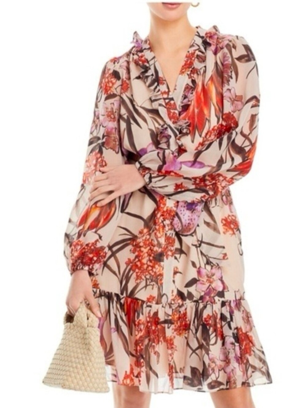 Kobi Halperin Dress Women's Medium M Samara Belted Floral Designer Luxury Formal
